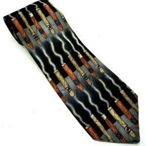 Surrey Cigar Smoking Tie 100% Silk Black & Gray 3